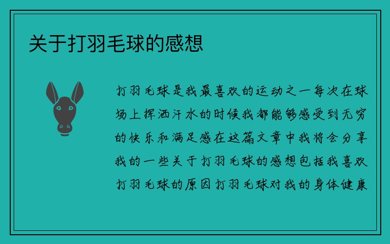 关于打羽毛球的感想