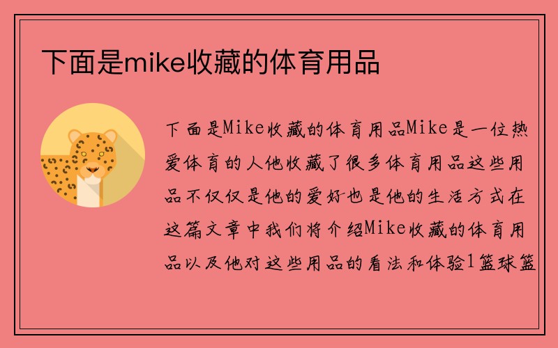 下面是mike收藏的体育用品