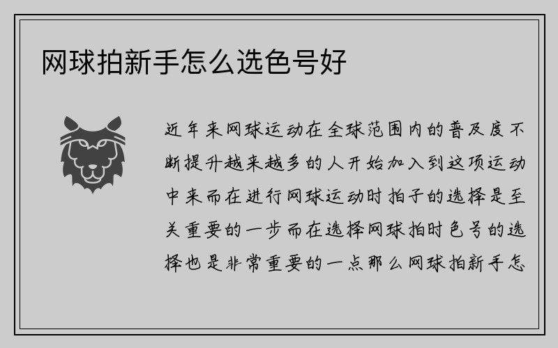 网球拍新手怎么选色号好