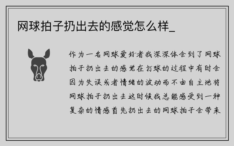 网球拍子扔出去的感觉怎么样_