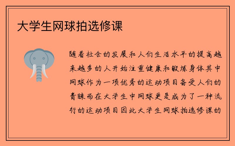 大学生网球拍选修课