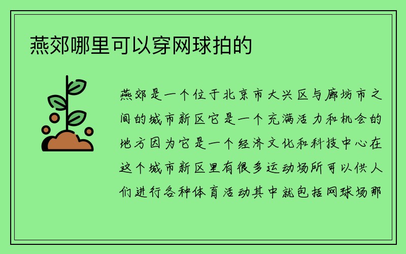 燕郊哪里可以穿网球拍的