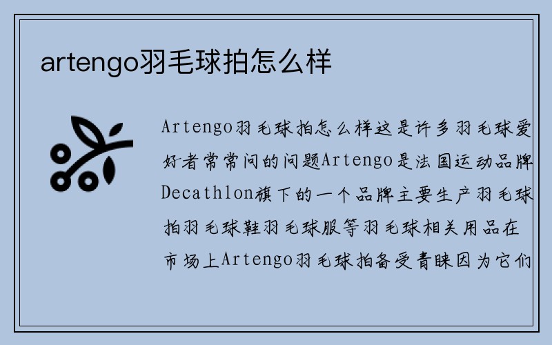 artengo羽毛球拍怎么样