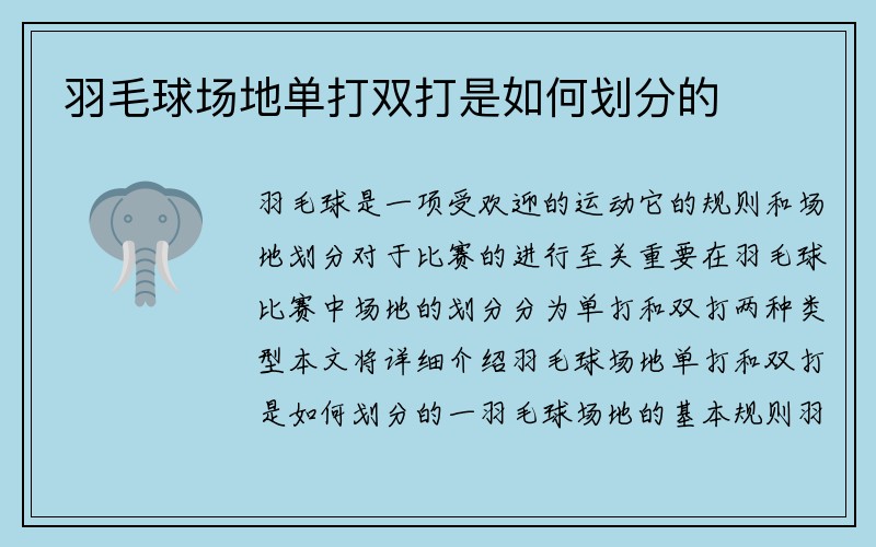 羽毛球场地单打双打是如何划分的