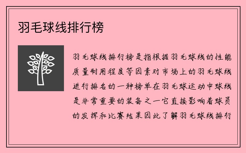 羽毛球线排行榜