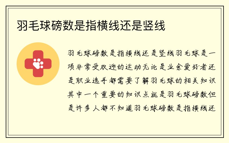 羽毛球磅数是指横线还是竖线