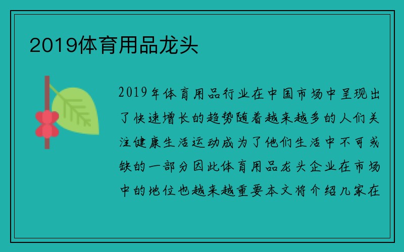 2019体育用品龙头