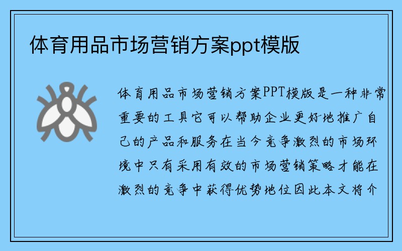 体育用品市场营销方案ppt模版